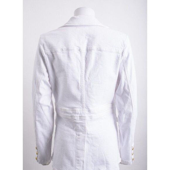 ALC Womens Amelia White Denim Jean Blazer Jacket Sz 00 Gold Buttons NWT - Picture 5 of 6